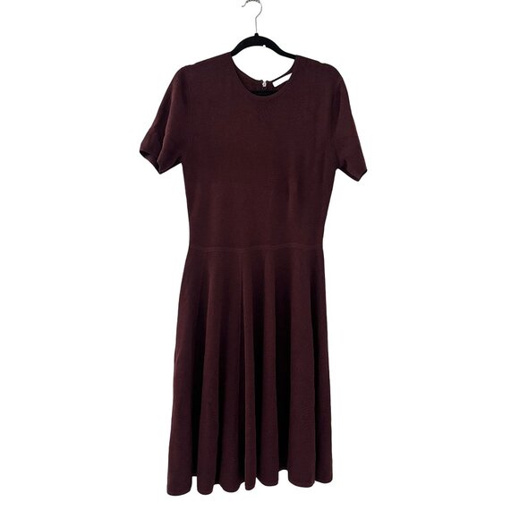 Women's Jason Wu Burgundy Short Sleeve Fit Flared Knit Dress size large Dark Aca - Picture 1 of 7